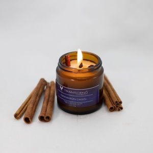 Cinnamon Cabin Organic Beeswax Candle 4 oz / Transcend Cosmetics